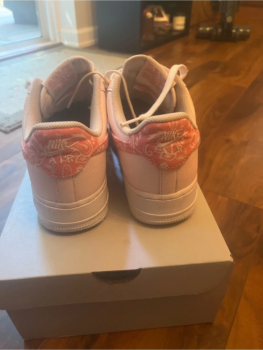 Nike Air Force 1 Low Sneakers - Pale Pink with Coral Logo